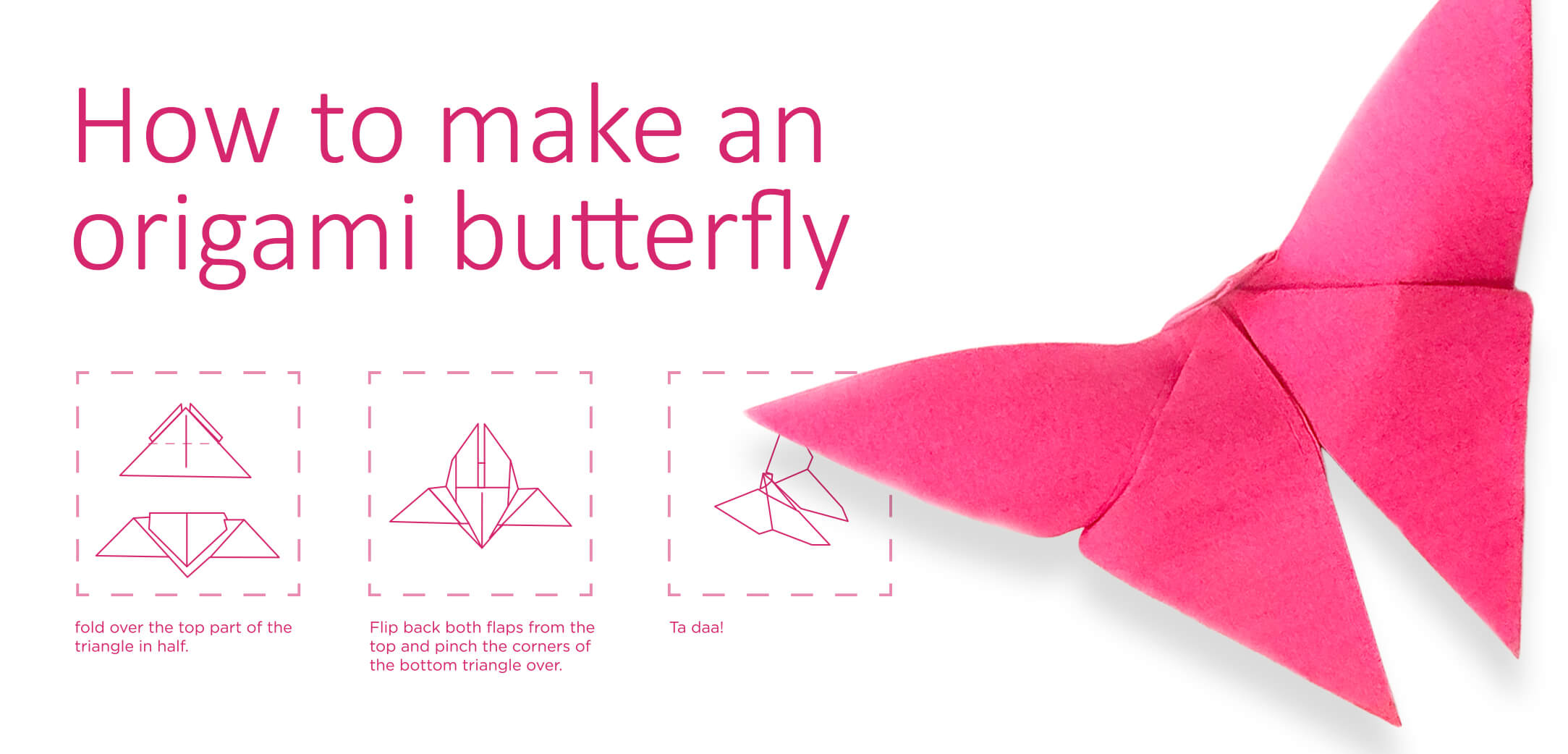 A step by step guide to creating an  origami butterfly out of a post-it.
